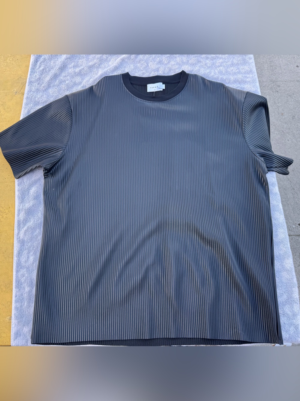 Topman Black Ribbed Panel Crew Tee